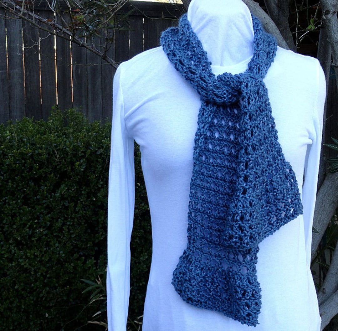 Eyelet Scarf Diagonal Scarf Knitting Pattern Free Knitting Pattern For