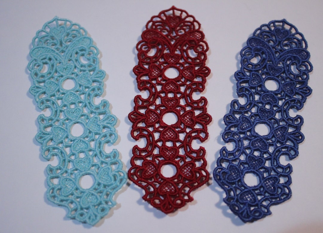 Embroidered Lace Bookmarks, Heart Design, Set of 3 - Etsy