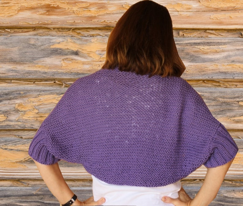 Knit Shrug Pattern Cotton Knitted Shrug with Ribbed Sleeves Etsy