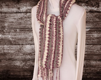 Striped Crochet Scarf Pattern, Crochet Patterns for Scrap Yarns