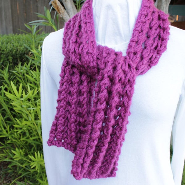 Chunky Knit Scarf Pattern, Knitting Patterns for Scarves, Knit Ridges Scarf Pattern, Knit Patterns for Chunky Yarn, Quick to Knit Gift