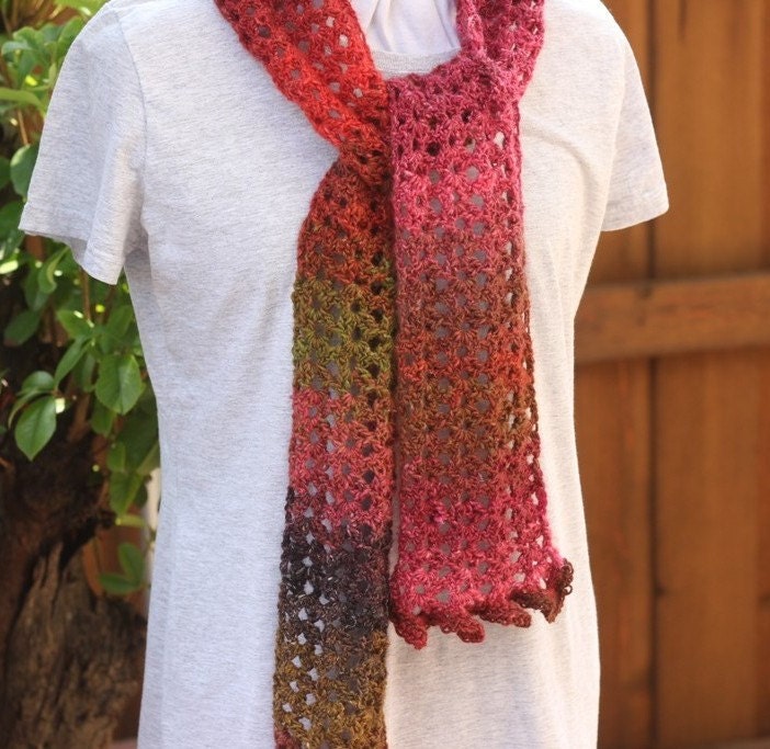 Easy Crochet Lace Scarf Pattern With Ruffled Ends (PDF Pattern) - Etsy