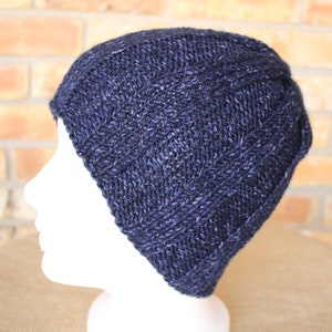 Knitting Patterns for Hats, Wide Rib Knit Hat Pattern, Knit Pattern for Hat Knit in Round, Quick to Knit Hat Pattern