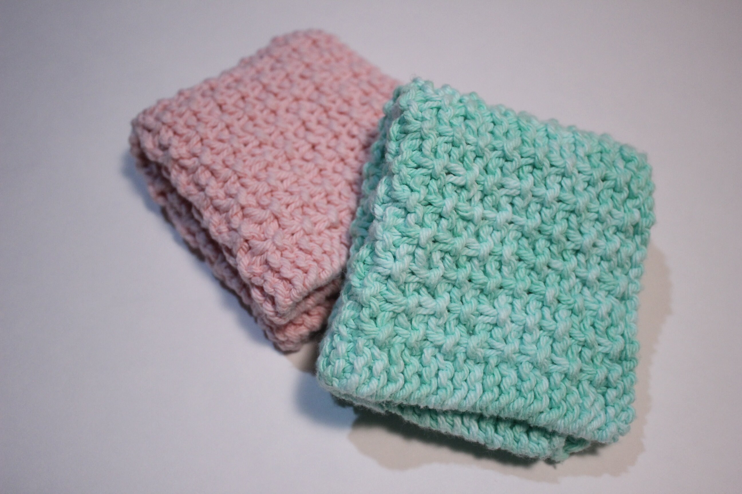 100% Cotton Hand-Knit Dish Cloths, set of 2 in Ivory — nest handmade