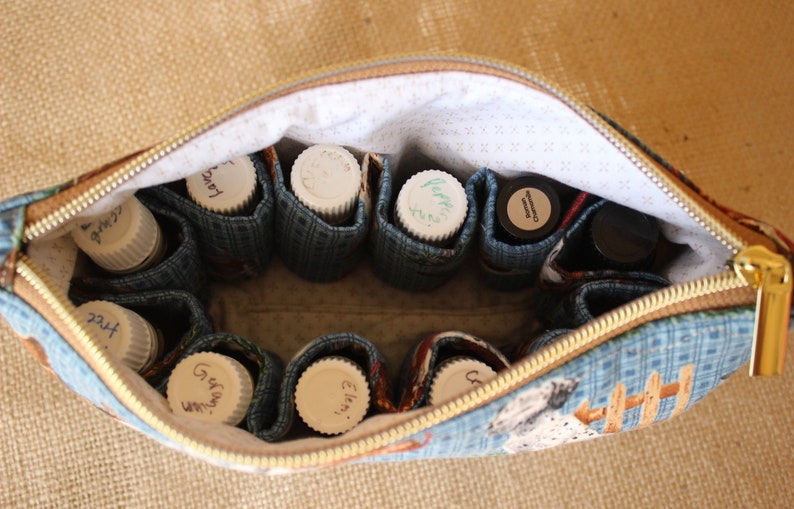 Patron de couture pour étui à fermeture éclair d'huiles essentielles, tutoriel de support pour étui d'huiles essentielles, modèle de sac d'huiles essentielles matelassé, modèle de petit étui image 3