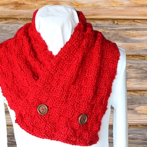 Knit Scarf Pattern with Buttons, Knitting Pattern for Scarf, Easy to Knit Plaid Scarf Design, Heartland Yarn Pattern, One Skein Knit Pattern