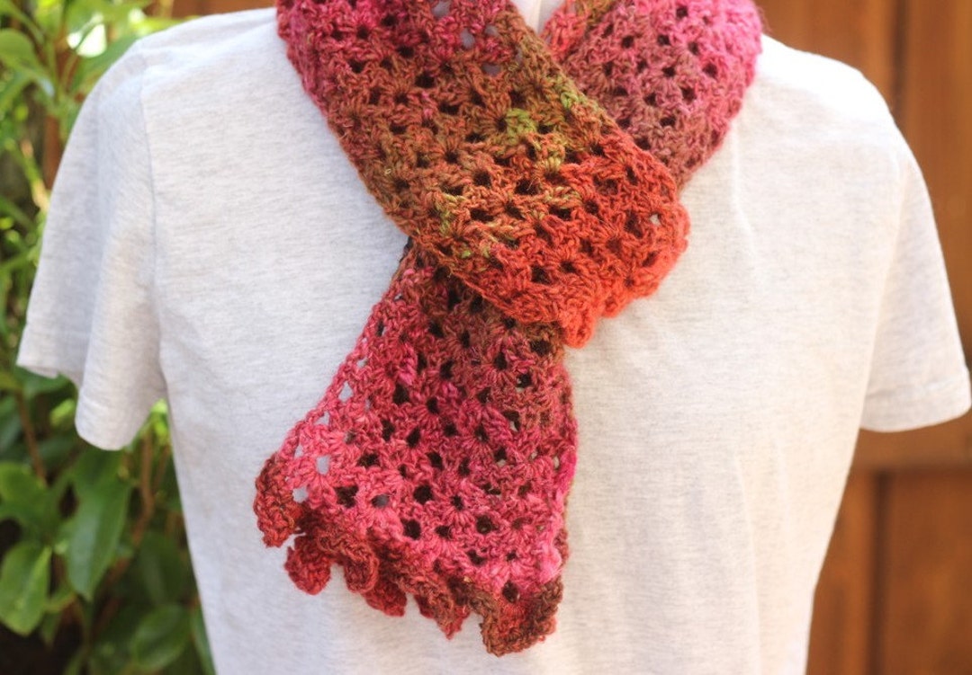 Easy Crochet Lace Scarf Pattern With Ruffled Ends (PDF Pattern) - Etsy