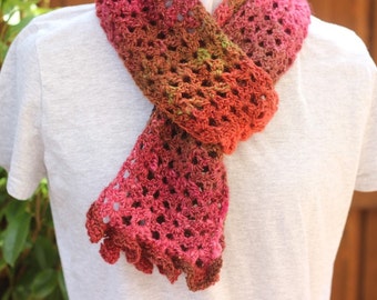 Patrón fácil de bufanda de encaje a crochet con volantes (patrón PDF)