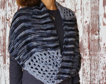 Knit Pattern for Mobius Wrap, Knitting Pattern for Cowls, Lace and Garter Infinity Twist 2 Wrap, Knitted Wrap Patterns