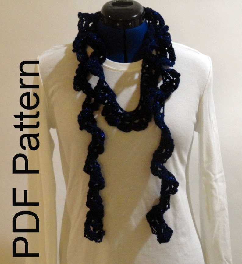 Crochet Scarf Pattern, Lace Crocheted Scarf Design, Lace Twirl Crocheted Spiral Scarf Pattern, Gift to Crochet, Sale Crochet Patterns image 5