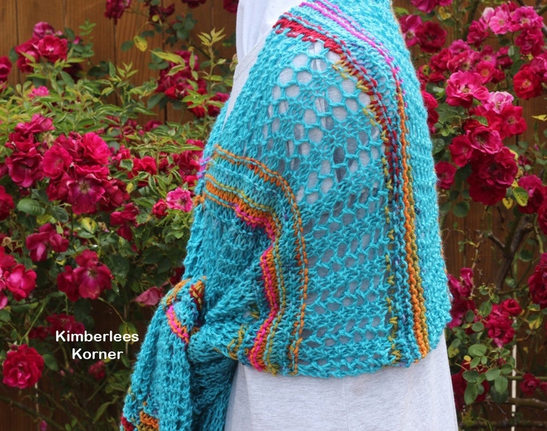 Knitting Pattern for Lace Shawl, Prayer Shawl Patterns, Garter and Lace Knit Wrap, Rectangle Knitted Shawl Patterns, Gifts to Knit image 3