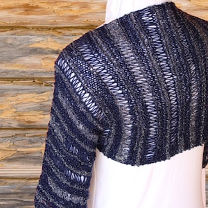 Knit Shrug Pattern, Easy to Knit Shrug Patterns, Knit Sweater Pattern, Knitting Pattern for Patons Glam Stripe Yarn