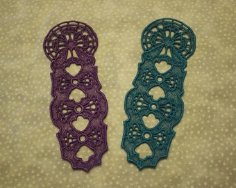 Lace Bookmark Set, Bookmark with Cross Design, Set of 2 Lace Bookmarks, Purple Bookmarks, Teal Bookmark, Gift for Reader, Gift for Teacher