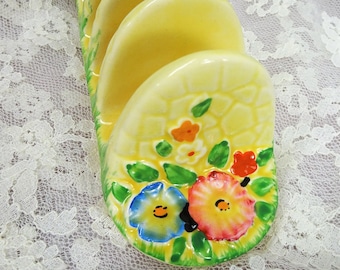 CHARMING 1930's Art Deco,Toast Rack,Floral Tableware, Cottage Ware, Garden Path Pattern,Colorful Hand Painted,Collectible Crown Devon China
