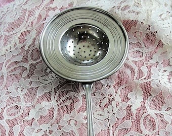 Antikes Art-DECO-Silber-Teesieb, loses Teeblattsieb, Vintage-Tea-Time, Teezubereitung, Teeblattsieb, Teesammler, Silberplatte