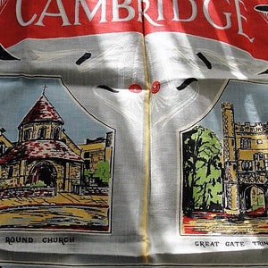 Toalha de chá de lembrança de linho vintage CAMBRIDGE exclusiva W Eaden Lilley suspensão de parede de linho colorido, cozinha de fazenda rural, roupa de cama vintage