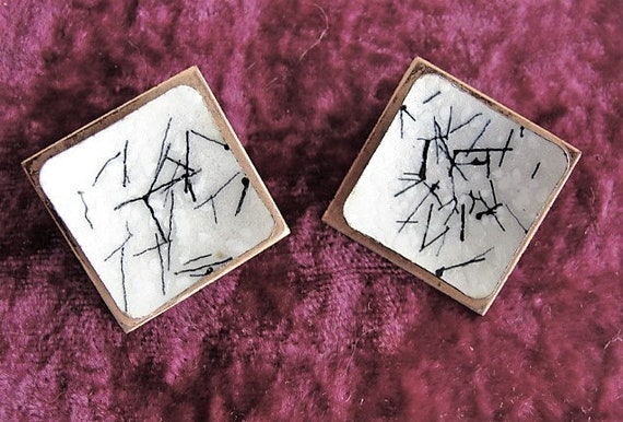 VINTAGE 1950s EAMES ERA Copper and Enamel Earring… - image 3