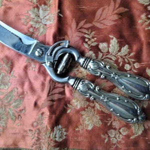 BEAUTIFUL Vintage Sterling Silver Poultry Shears, Chicken Meat Shears, Kitchen Scissors, Elegant Dining, Collectible Sterling