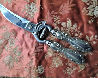 Schöne Vintage Sterling Silber Geflügel Schere, Huhn Fleisch Schere, Küchen Schere, Elegante Küche, Sammler Sterling