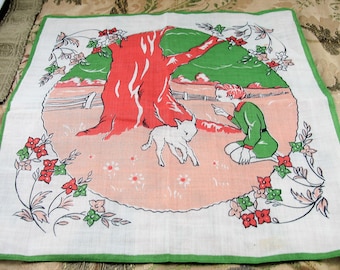 ADORABLE Vintage 1950s Hanky Childrens Handkerchief,Cute Girls Boys Hanky,Colorful Child's Hankie,Childrens Room Decor,Collectible Hankies