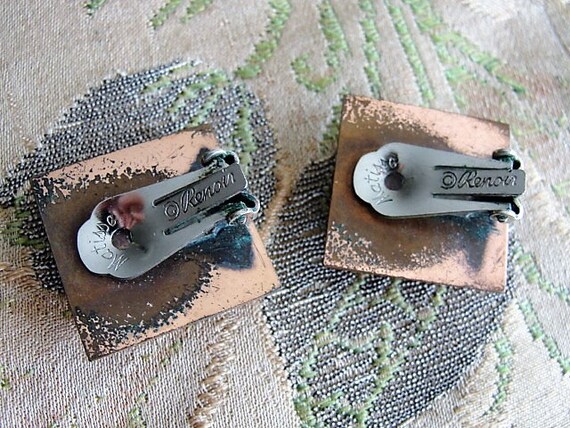 VINTAGE 1950s EAMES ERA Copper and Enamel Earring… - image 4