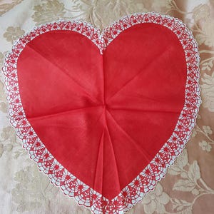 LOVELY Vintage 1950s Heart Shape Hanky, Valentine Hankie, Novelty Handkerchief, Collectible Valentine&#39;s Day Hankies