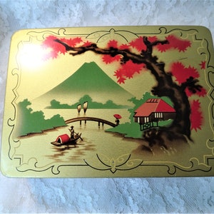 VINTAGE English Candy Tin,Edward Sharp and Sons Tin, Oriental SceneTin, Litho Box,Vintage Advertising,Canisters,Tin Boxes,Collectible Tins