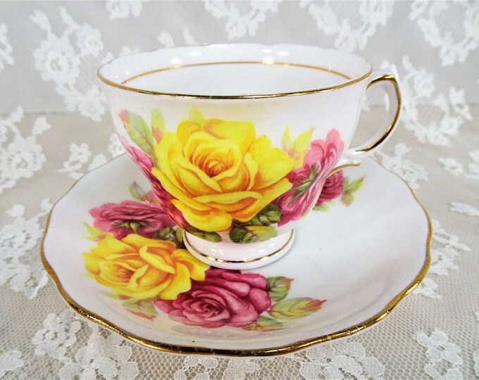 LOVELY Vintage Teacup and Saucer,royal Vale English Bone China,lush