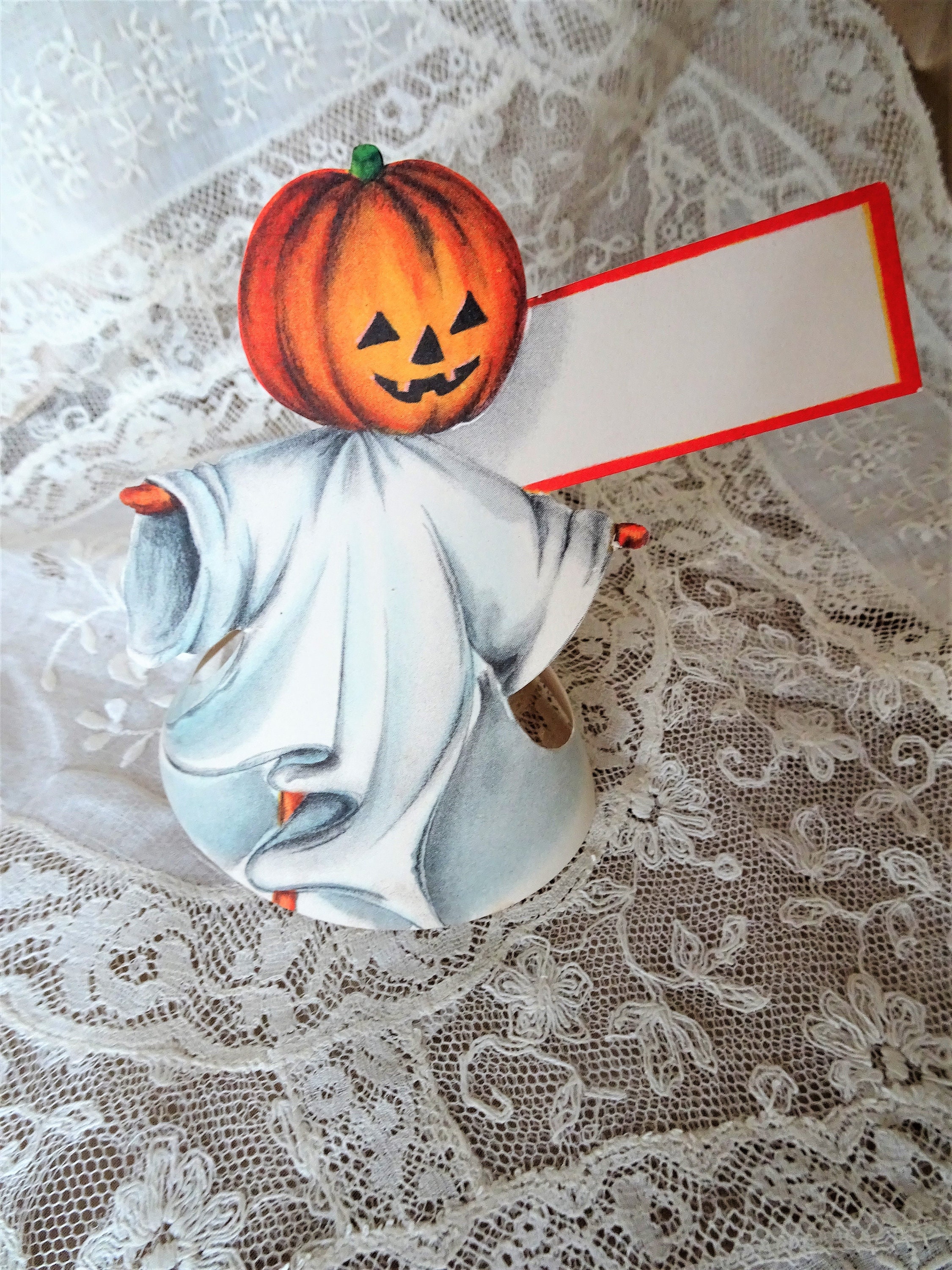 CHARMING Vintage Halloween Place Card Jack O Lantern Dressed - Etsy