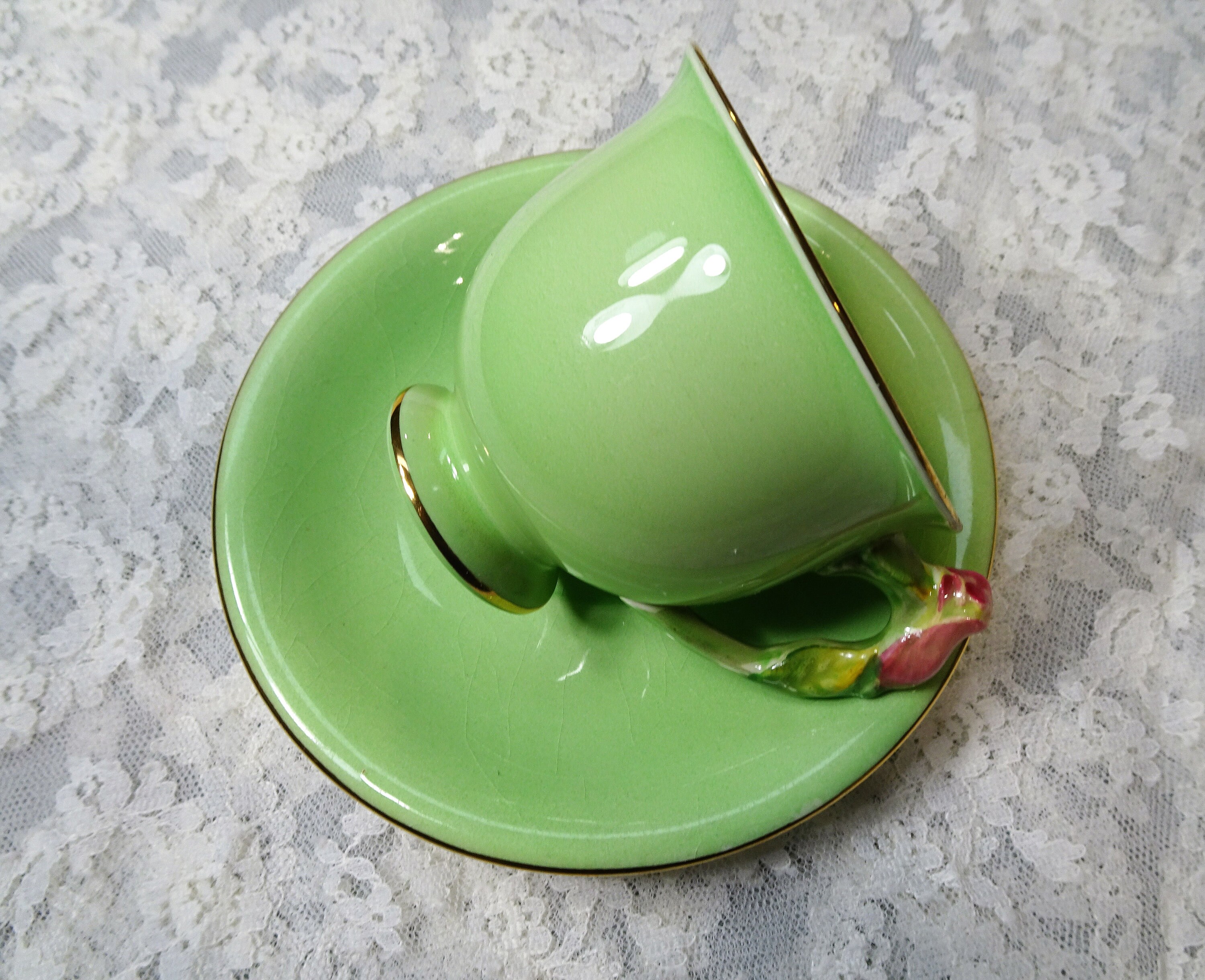 VINTAGE Figural Handle Teacup and Saucerroyal Winton Etsy