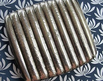 ANTIQUE Elegant Edwardian Cigarette Case English Hallmarked Gentlemens Engraved Silver Cigar ,Cigarillos Case Collectible Antique Silver