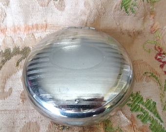 LOVELY Antique Gentleman&#39;s Silver Tobacco Box, Hinged Round Box, Engraved With No Monogram, Collectible Boxes