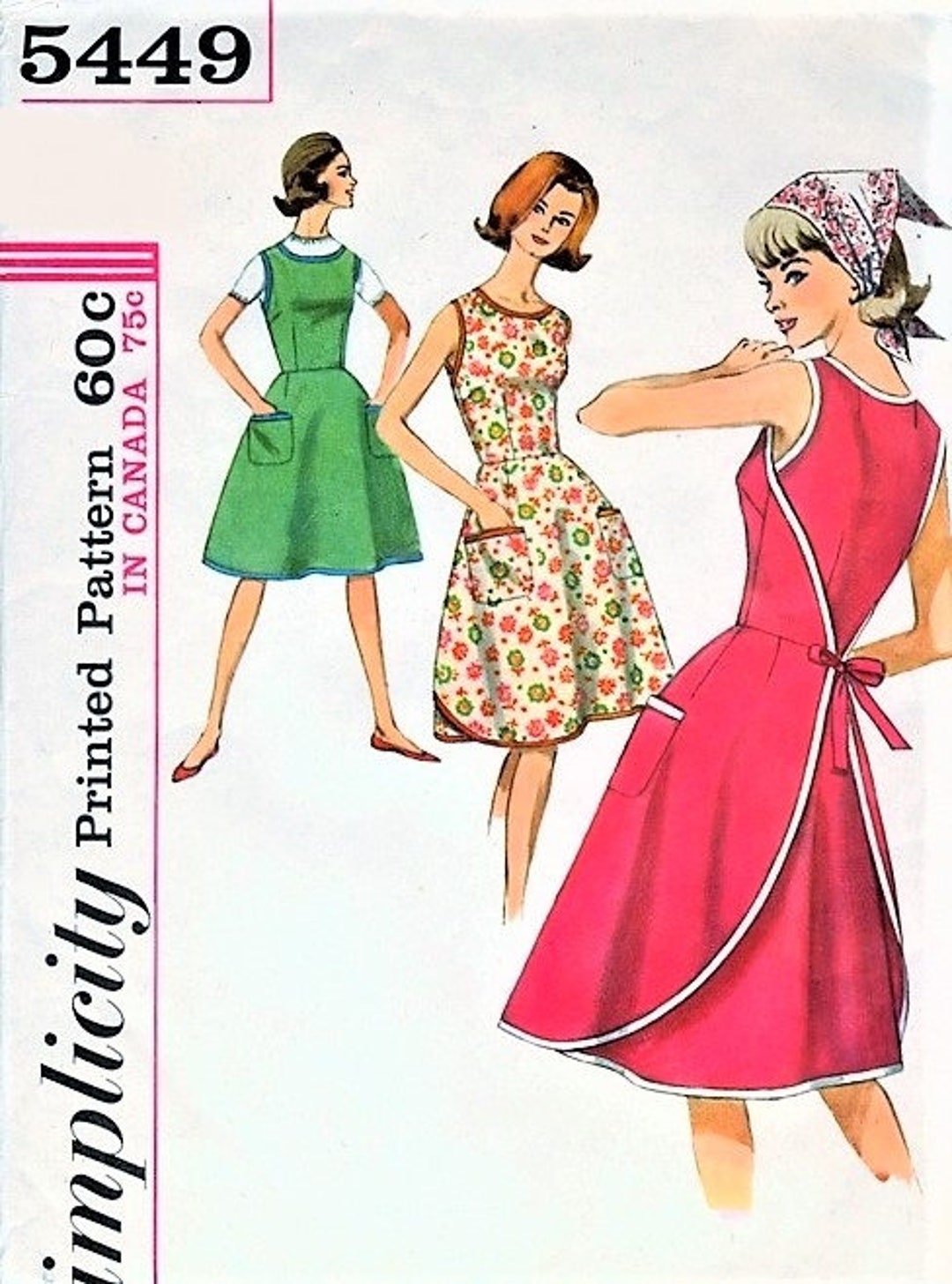 60s EASY to Make Wrap Around Dress Pattern SIMPLICITY 5449 Etsy Canada