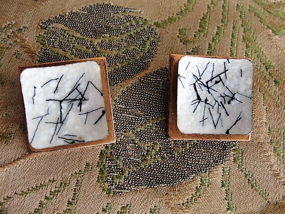 VINTAGE 1950s EAMES ERA Copper and Enamel Earring… - image 2