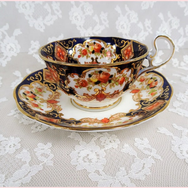 Antique Royal Albert DERBY Teacup and Saucer, English Bone China,Cabinet Cup and Saucer,Collectible Vintage Teacups