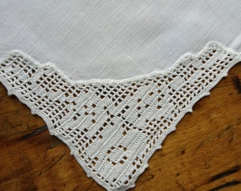 LOVELY Vintage 1920er Jahre Madeira Servietten Filet Lace Corner, feine Leinen Servietten, Tea Time Servietten Set mit 6 French Cottage Decor Leinen