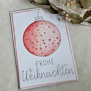 Karte Weihnachtskugeln/Weihnachtskarte/Grußkarte Weihnachten/handgemachte Weihnachtskarte/personalisierte Weihnachtskarte