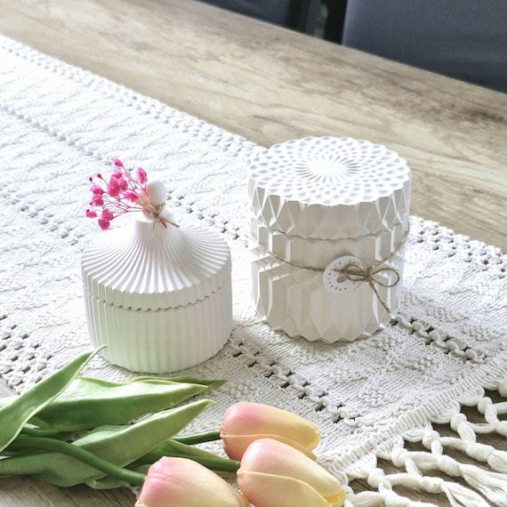 Decorative tin with lid | Decorative bowl white made of Keraflott | Jewelry storage | Gift idea for girlfriend | Birthday present