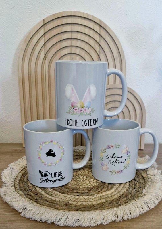 Coffee mug with cute Easter bunnies - coffee mug - tea cup with Easter bunny ceramic mug - bunny mug - Easter gift idea for mom
