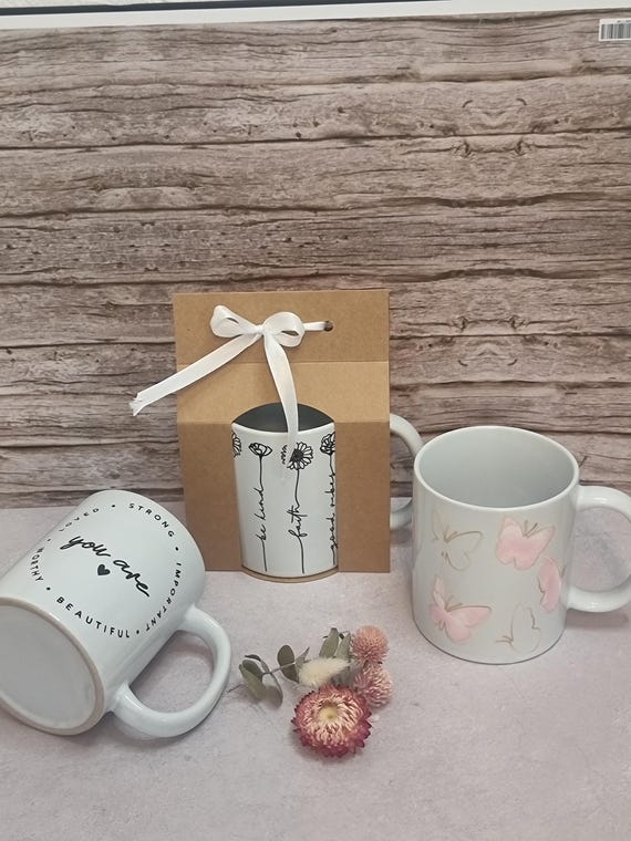 Personalized ceramic mug with saying | Designer coffee mug with rub-on foil | Birthday gift for best friend | Black and white