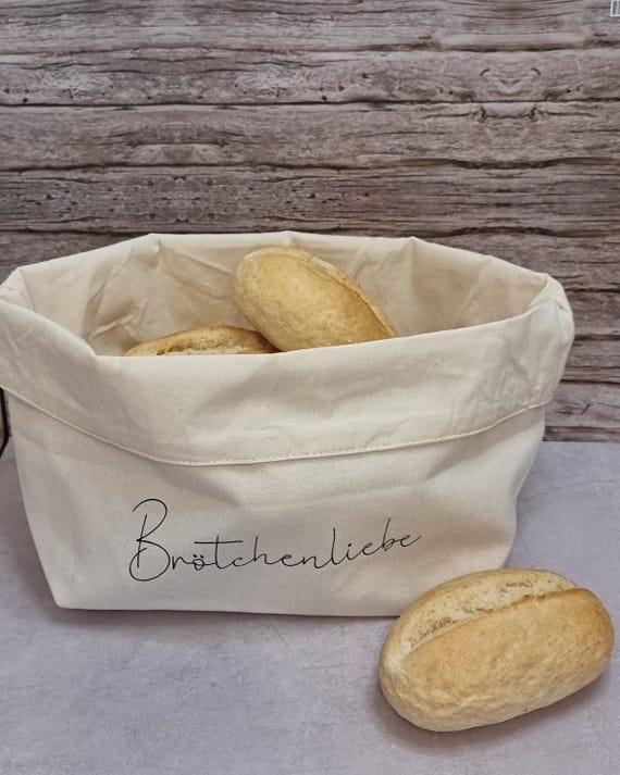 Personalized fabric bread basket "Brötchenliebe" "Moin" | Individual textile bread basket with name | Gift idea for kitchen, birthday, housewarming
