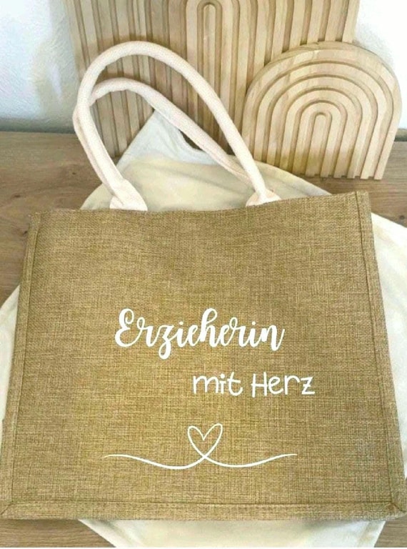 Personalized jute bag | Gift for special people with heart for grandma, mom, teacher, work colleague and many more. Farewell gift