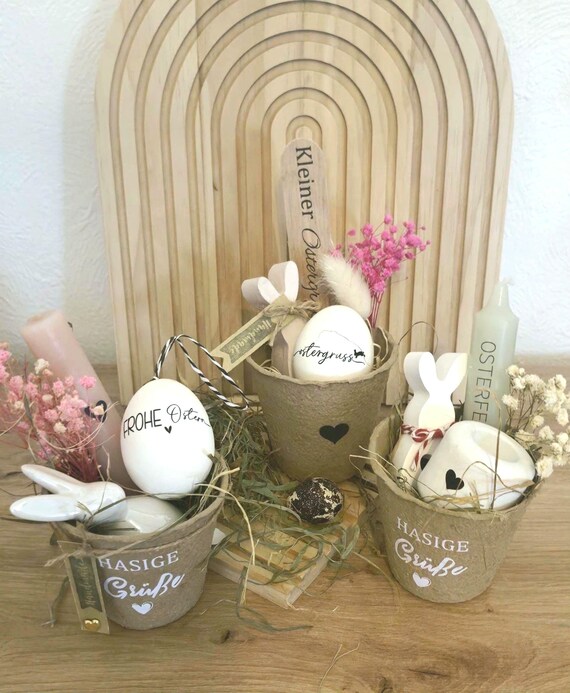 Easter to Go | Easter gift set | Candle holder with candle and bunnies | Perfect as a gift | Easter souvenir gift idea | Table decoration