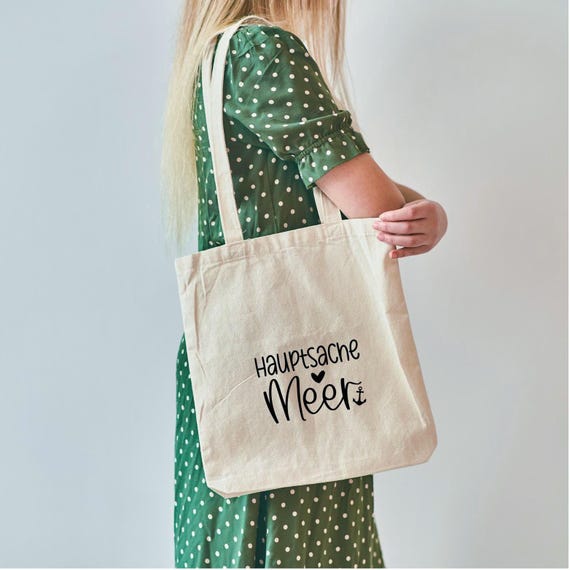 Cotton bag | "Sea love"/"The main thing is the sea" | Personalized | Maritime, beach, vacation | Jute bag with saying | Fabric bag as a gift