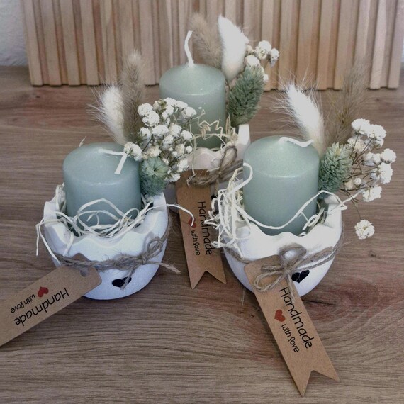 Easter egg candle holder | with delicate dried flowers from Keraflott for taper candles - gift idea for Easter Easter decoration | souvenir table decoration