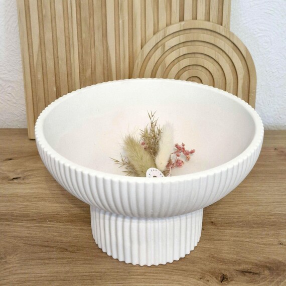 Keraflott Ribbed Bowl Set | Scandi Table Decoration | Large & Small Decorative Bowl White | Housewarming Gift Idea | Scandi Look