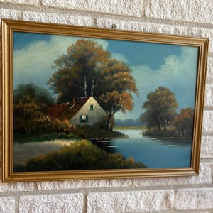 Antique Frisian Oil Painting on Wood | 1927 Dutch Landscape Art | Original Signed Art Rustic Autumn Decor Collectible Gift for Art Lovers