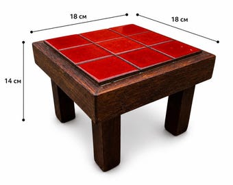 Red Tile Plant Stand Vintage Ceramic Tile Riser
