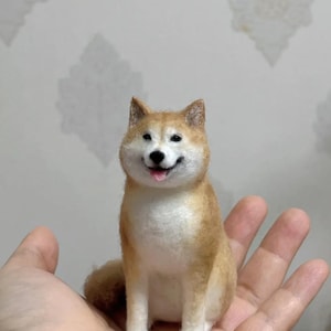 Custom Needle Felted Dog,Custom Dog Sculpture,Custom Felt Pets,Dog Memorial Gifts,Pet Replica Puppy,Yellow Shiba Inu,Christmas present
