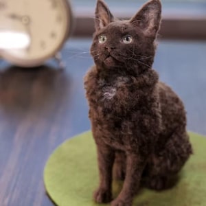 Custom Needle Felted Pets Memorial Sculpture，3D Felt Wool Elegant black cat Portrait，Realistic Stuffed Pet Replica Dog Plush，Christmas Gifts